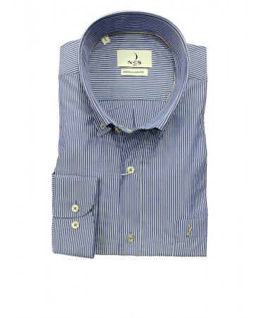Ncs men's white striped shirt with blue base and pocket
