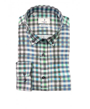 Plaid male shirt with green rack gray and white NCS