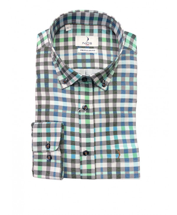 Plaid male shirt with green rack gray and white NCS  NCS SHIRTS