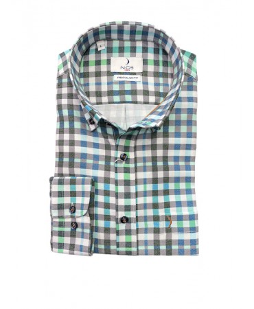 Plaid male shirt with green rack gray and white NCS
