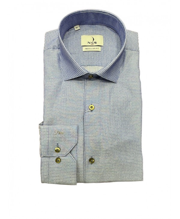 Blue check small on men's shirt with comfortable line  NCS SHIRTS