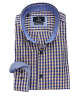 Men's shirt comfortable line in salmon base with blue and raff check by Ncs  NCS SHIRTS