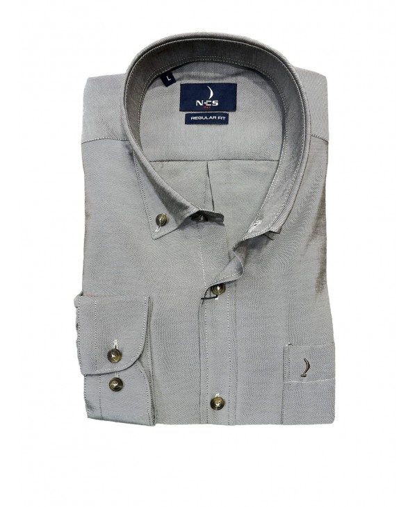 Monochrome men's ncs shirt in gray beige color with special buttons  NCS SHIRTS