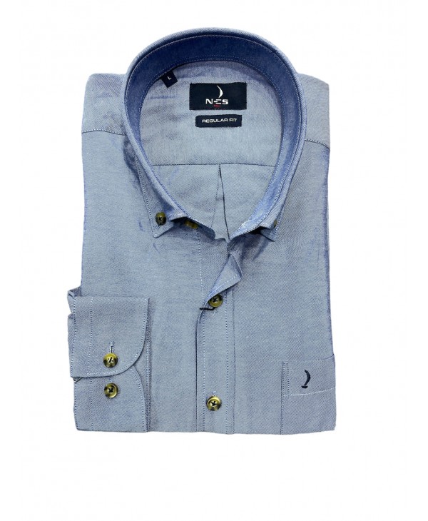 Ανδρικά Πουκάμισα - Ανδρικά πουκάμισα μονόχρωμα ραφ με ιδιαίτερα κουμπιά στο χρώμα της ταρταρούγας  ΠΟΥΚΑΜΙΣΑ NCS
