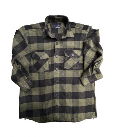 Thick Shacket shirt in green and black check