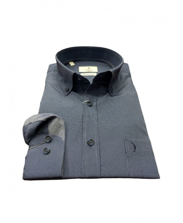 Men's shirt with very small blue check  NCS SHIRTS