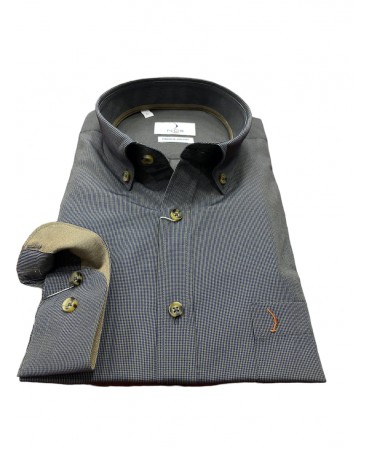 Men's shirt with very small brown check and beige details