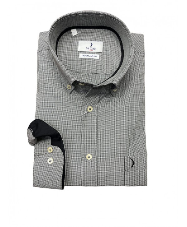 Men's gray shirt with black trim inside the collar and cuffs  NCS SHIRTS