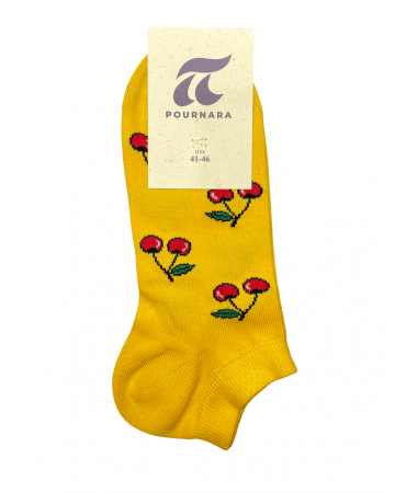 Pournara short yellow sock with cherries