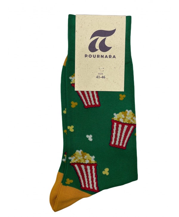 Pournara Fashion Sock in Green Base with Popcorn POURNARA FASHION Socks
