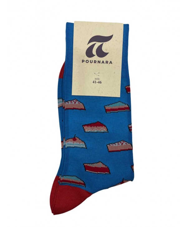 Socks Pournara in Turquoise Base with Red Cakes POURNARA FASHION Socks