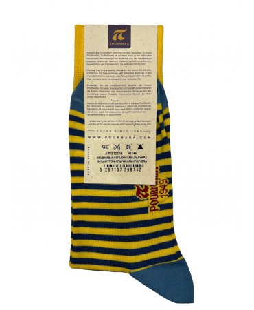 Pournara Socks Fashion Traffic Lights on Yellow Base with Blue Stripes