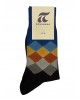Socks Pournara on Black Base with Colorful Rhombuses and Blue Finish POURNARA FASHION Socks