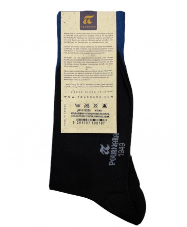 Socks Pournara on Black Base with Colorful Rhombuses and Blue Finish