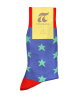 Blue sock with light green stars and red trim POURNARA FASHION Socks