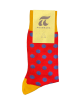 With blue big polka dots on a red base sock by Pournara POURNARA FASHION Socks