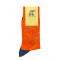 Modern sock by Pournara in an orange base with an asymmetrical colorful design