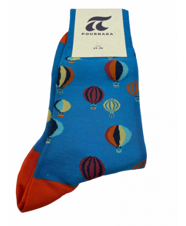 Fashion Pournara Socks with Colorful Balloons in Turquoise Base