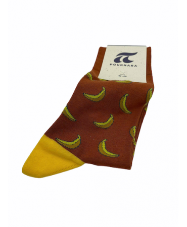 Sock in Brown Base with Pournara Bananas
