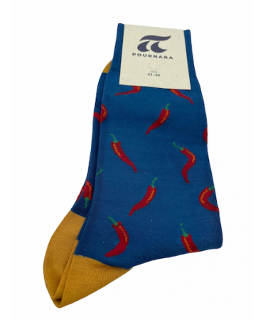 SOCKS DESIGN POURNARA in Blue Base with Red Peppers