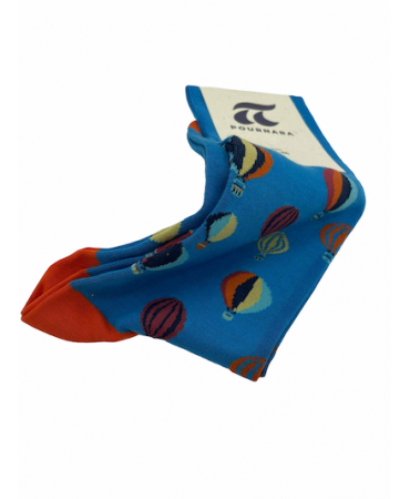 Fashion Pournara Socks with Colorful Balloons in Turquoise Base