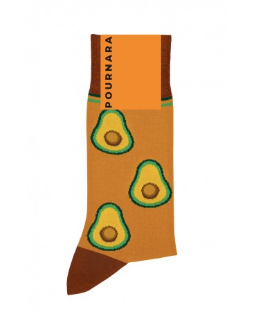 Fashion κάλτσα ανδρίκη μουσταρδι με αβοκάντο 