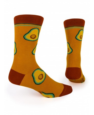 Fashion κάλτσα ανδρίκη μουσταρδι με αβοκάντο 
