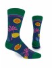 Modern sock by Pournara on a blue base with leaves and lemons POURNARA FASHION Socks