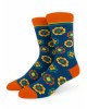 Fashion sock by Pournara in blue color with colorful daisies POURNARA FASHION Socks