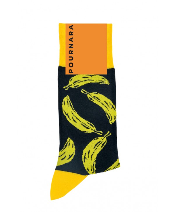 Fashion sock by Pournara black with bananas POURNARA FASHION Socks