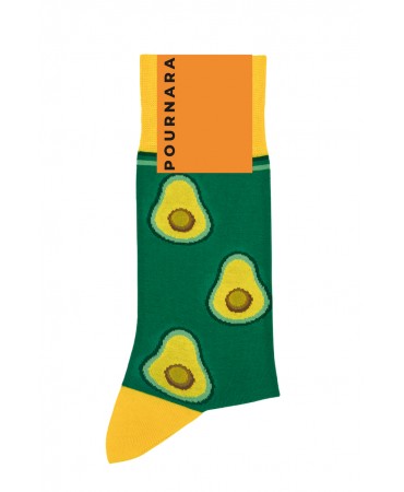 Pournara Fashion κάλτσα ανδρίκη πράσινη με αβοκάντο 