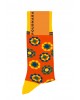 Fashion κάλτσα της Pournara σε σε πορτοκαλι χρώμα με πολύχρωμες μαργαρίτες ΚΑΛΤΣΕΣ POURNARA FASHION