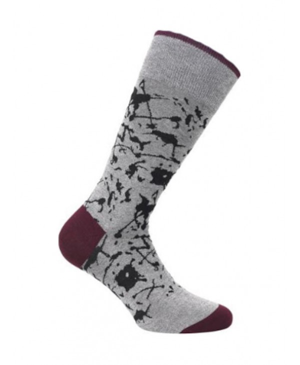 Men's Pournara modern sock in a gray base with black splashes POURNARA FASHION Socks