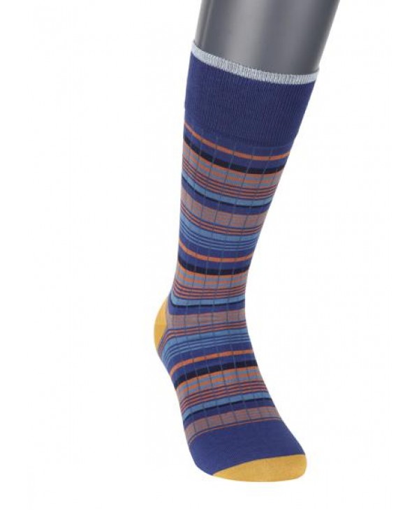 Pournara men's socks in a raff base with colorful stripes POURNARA FASHION Socks
