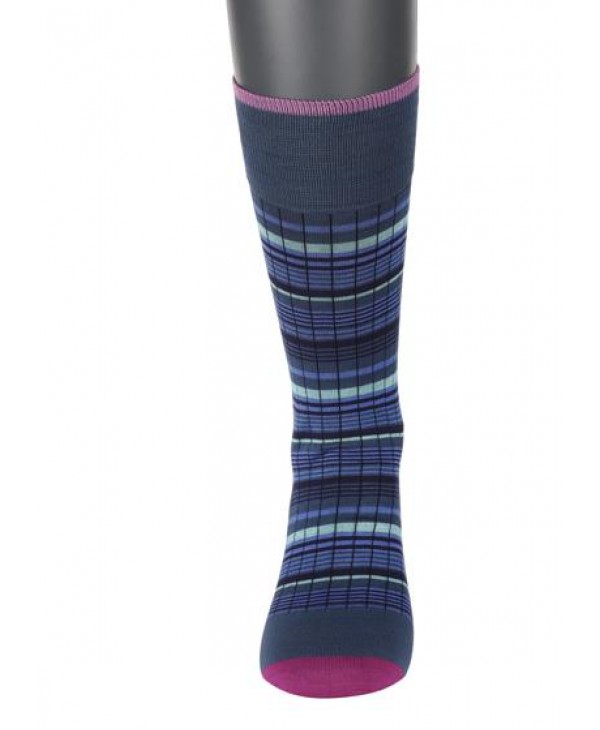 Men's during Pournara in a light blue base with colored stripes POURNARA FASHION Socks