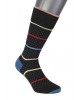 Pournara Fashion men's sock black with beige micro pattern and stripe in red, blue, beige and salmon POURNARA FASHION Socks