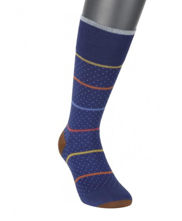 Purnara men's sock in a raff base with a small beige pattern and stripes in orange, blue, burgundy and yellow POURNARA FASHION Socks