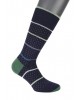 Purnara men's sock on a blue base with a small beige pattern and stripes in petrol, purple, green and blue POURNARA FASHION Socks