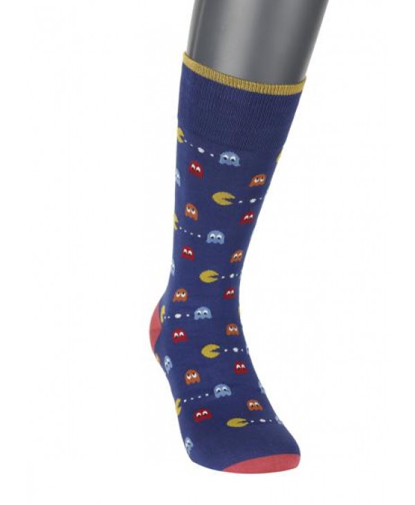 Pournara Fashion men's sock on a light blue base with colorful Pacman POURNARA FASHION Socks
