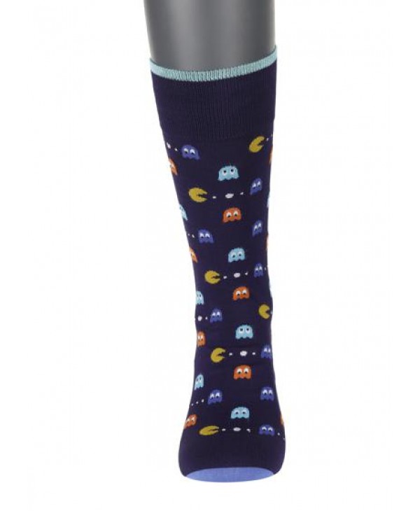 With colorful Pac-Man on a purple men's sock by Pournara POURNARA FASHION Socks