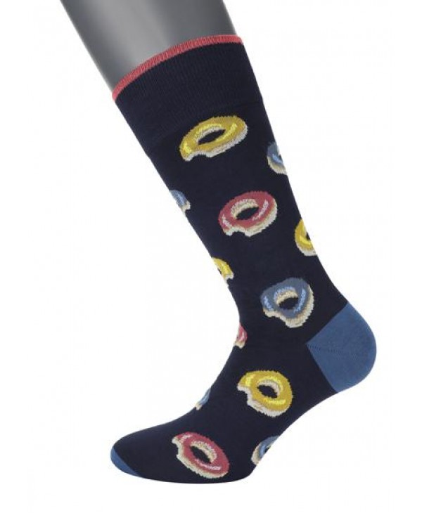 Pournara Fashion men's sock blue with colorful donuts POURNARA FASHION Socks