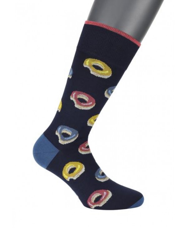 Pournara Fashion men's sock blue with colorful donuts POURNARA FASHION Socks
