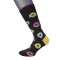 Men's sock modern on a black base with colorful donuts