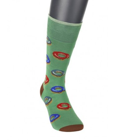 Pournara sock for men modern green with colorful donuts