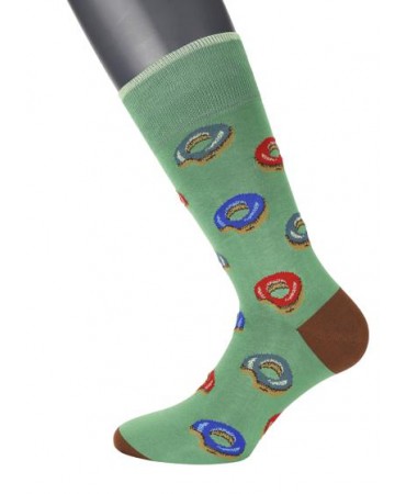 Pournara sock for men modern green with colorful donuts