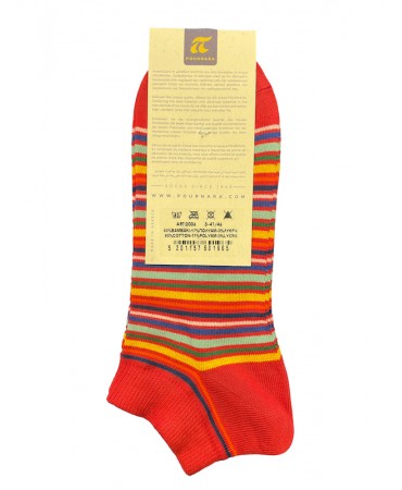 Pournara men's short socks red with colorful stripes