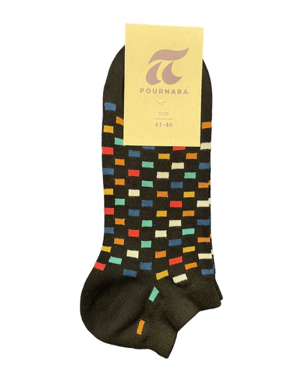 Pournara men's sosoni black with colorful squares POURNARA FASHION Socks