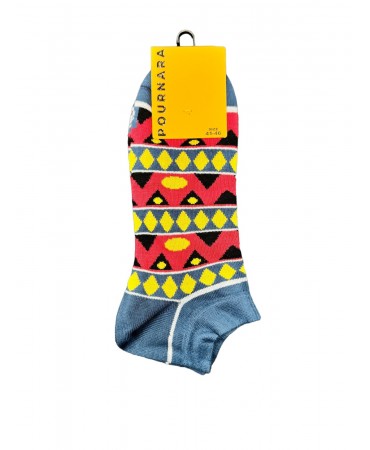 Short sock by Pournara in raff color with various colors