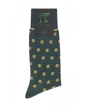Pournara men's sock green with beige company logo