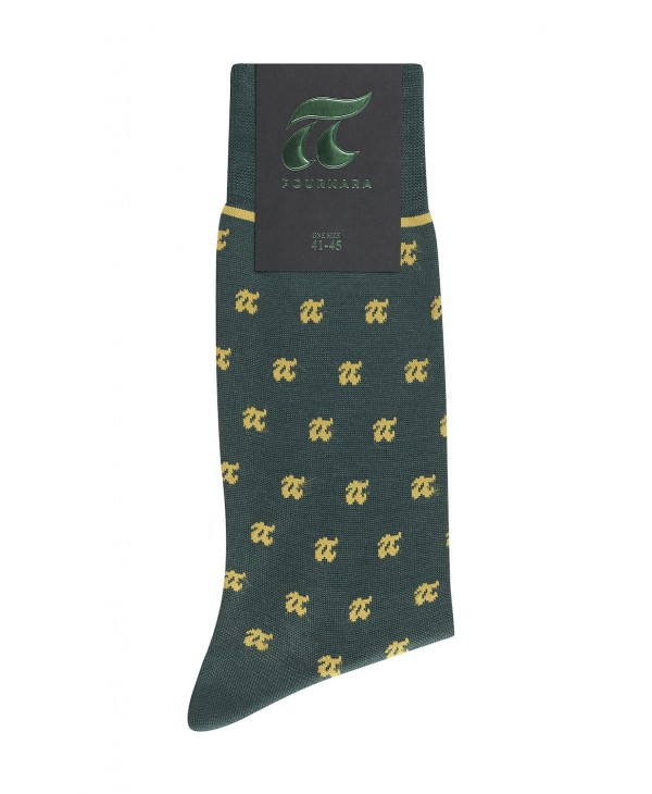 Ανδρική κάλτσα της Πουρνάρα πρασινη με μπεζ λογότυπο της εταιρείας ΚΑΛΤΣΕΣ POURNARA FASHION